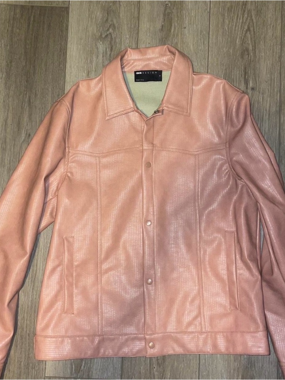 ASOS Light Pink Faux Leather Shirt Jacket